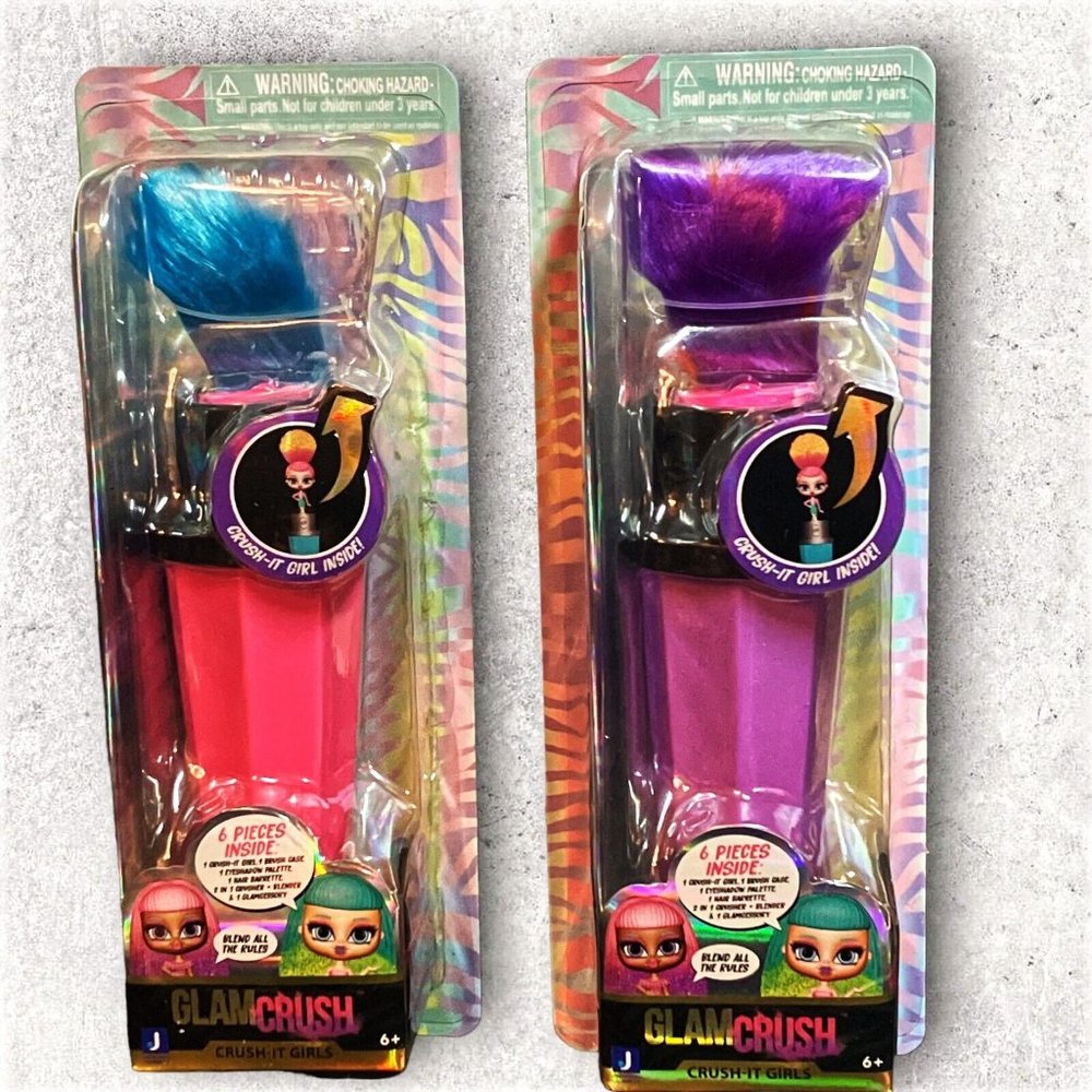 Lot 2 Glam Crush Crush-It Girls Big Surprise Who's Inside, Mystery accessory NEW